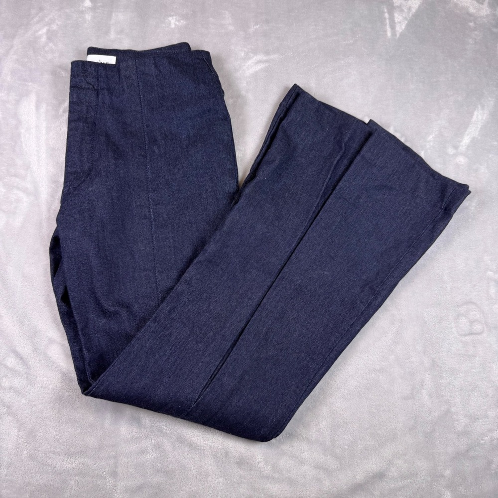 FRAME Rinse Dark Wash High Rise Wide Leg Split Hem Denim Trousers PXPDP141 28